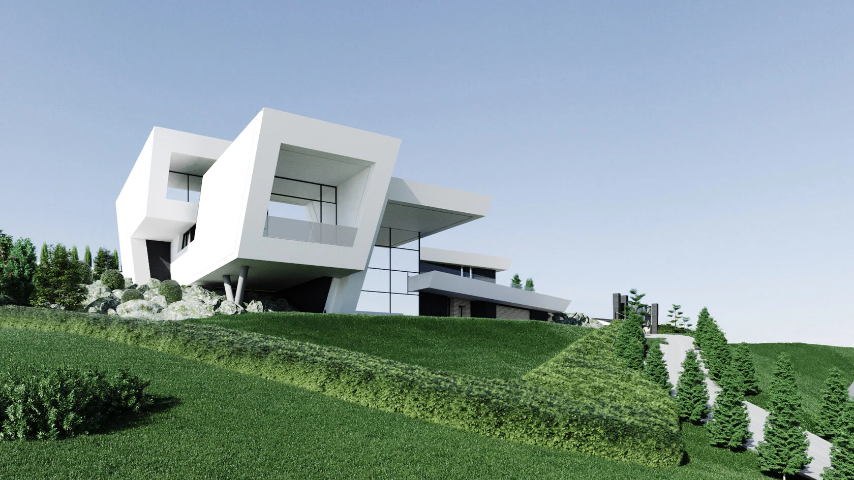 Hillside Villa на крутом склоне над заливом