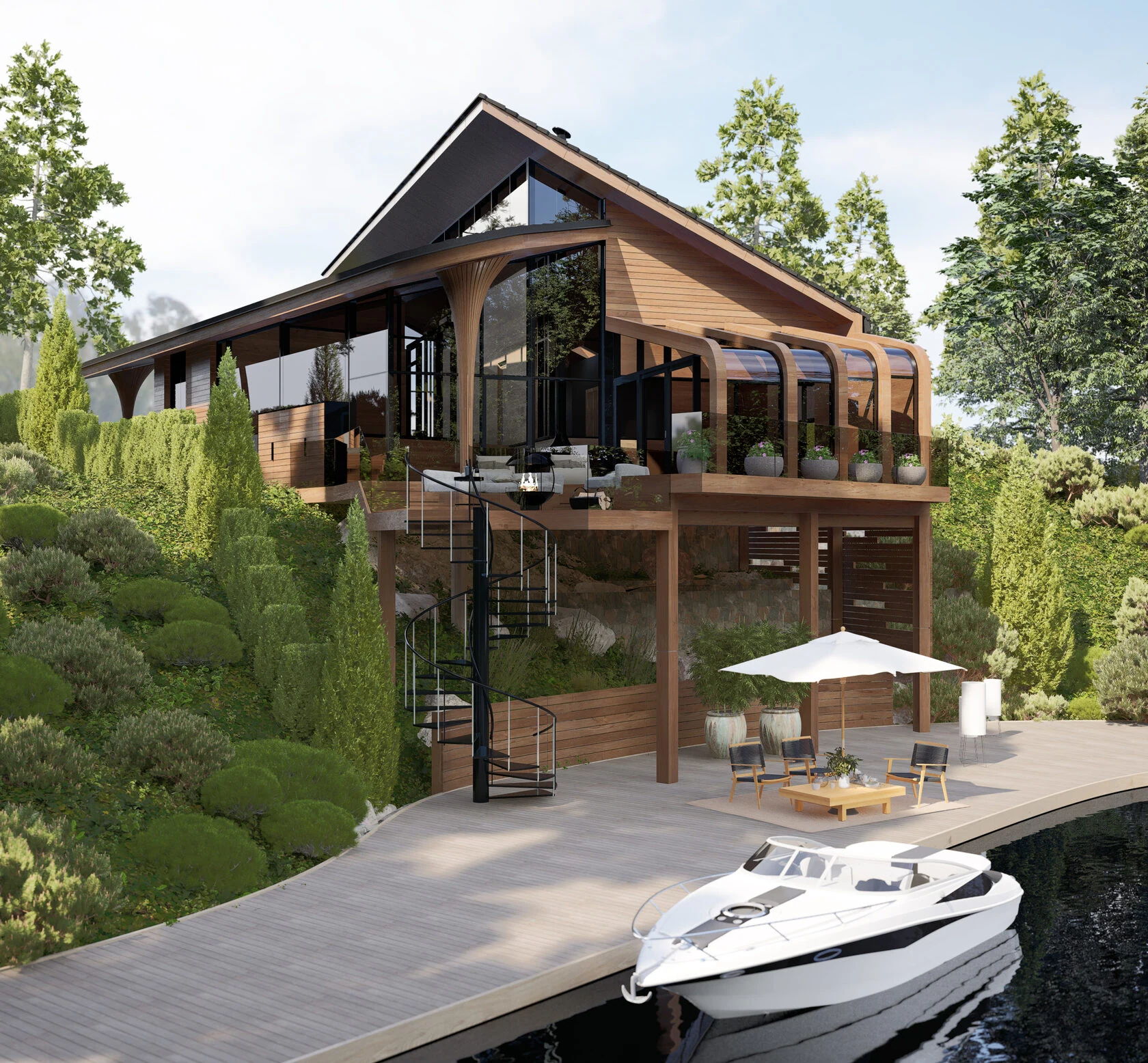 Lakeside Villa — дом из дерева и стекла на берегу озера